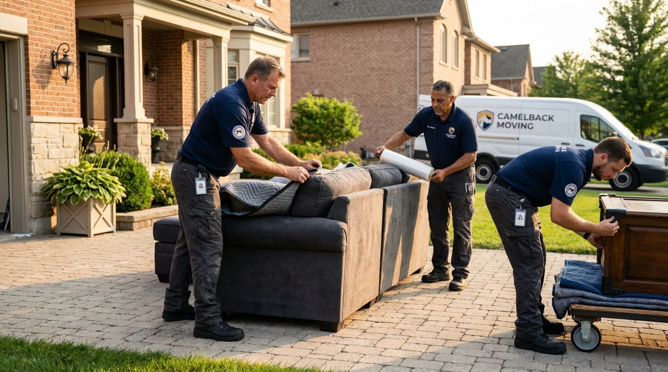 Large estate moving crew wrapping furniture in Lorton, VA