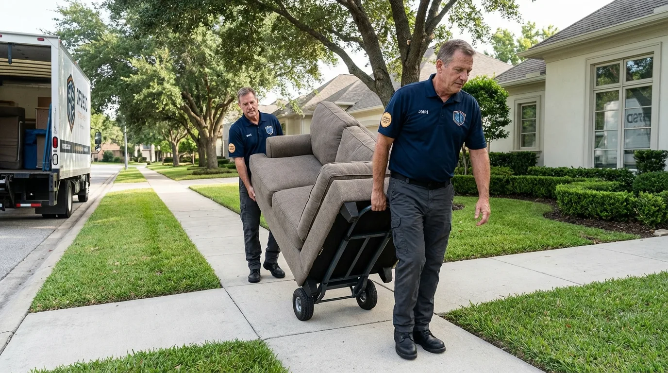 Local residential moving crew loading furniture in Lorton, VA